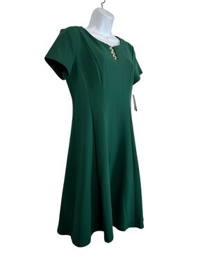 ALYX Green Fit & Flare Dress Sz8 NWT Gold Hardware Holiday Office   Classic